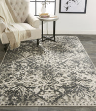 4' X 6' Gray Ivory And Silver Abstract Stain Resistant Area Rug