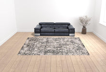 4' X 6' Gray Ivory And Silver Abstract Stain Resistant Area Rug