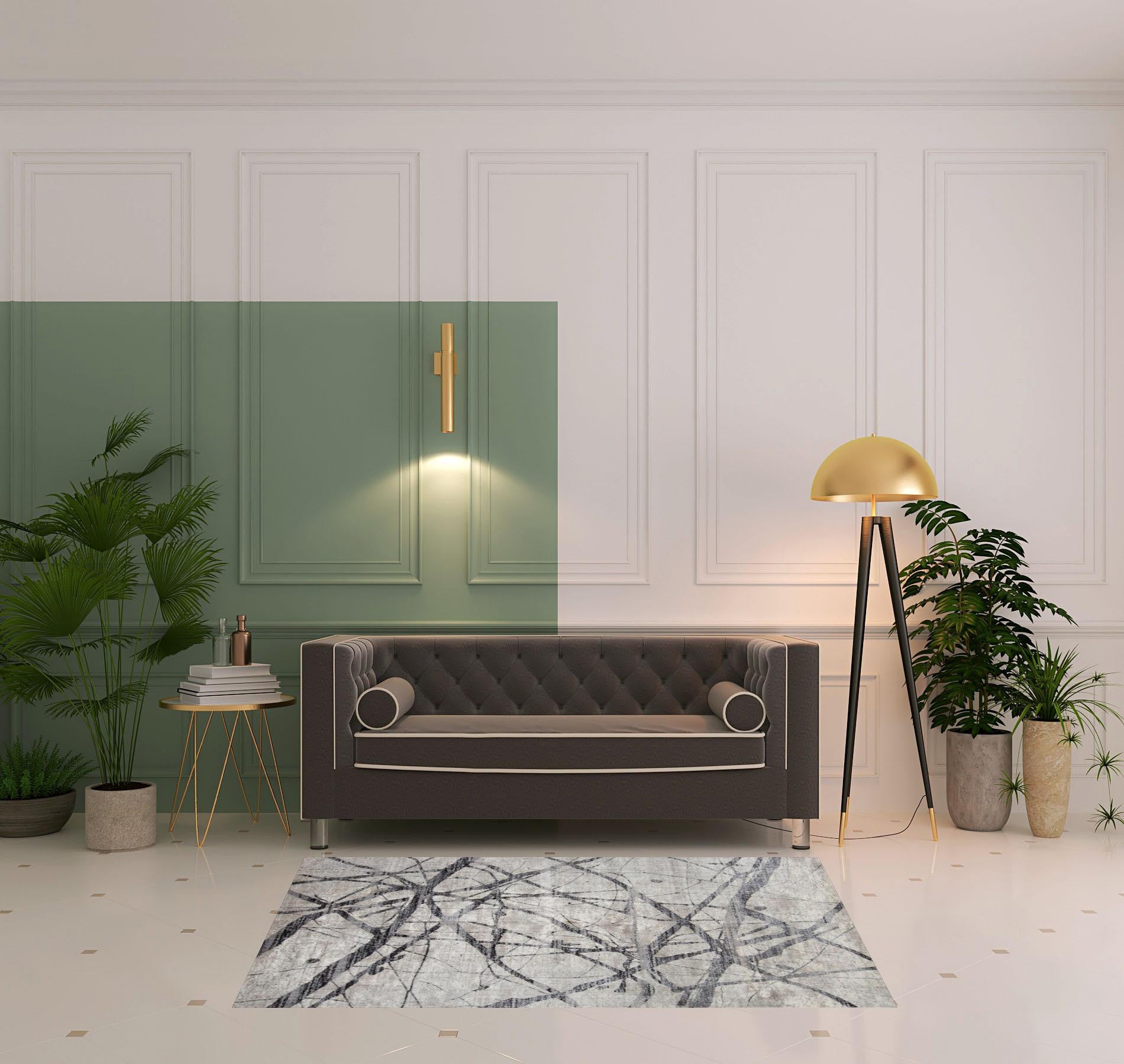 4' X 6' Taupe Gray And Ivory Abstract Stain Resistant Area Rug