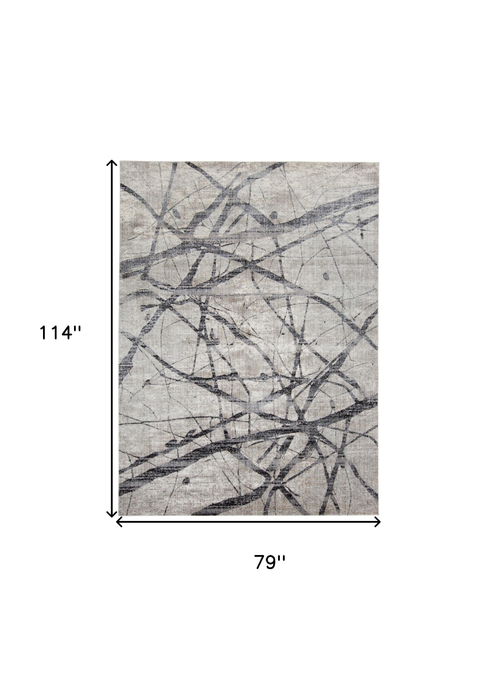 4' X 6' Taupe Gray And Ivory Abstract Stain Resistant Area Rug