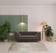 3' X 5' Taupe Ivory And Gold Abstract Power Loom Distressed Area Rug With Fringe