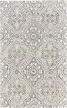 5' X 8' Blue Orange And Ivory Wool Geometric Tufted Handmade Stain Resistant Area Rug