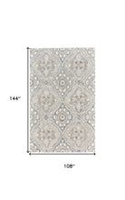 5' X 8' Blue Orange And Ivory Wool Geometric Tufted Handmade Stain Resistant Area Rug