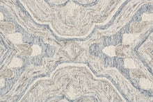 5' X 8' Blue Orange And Ivory Wool Geometric Tufted Handmade Stain Resistant Area Rug