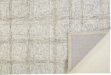 5' X 8' Ivory And Gray Wool Plaid Tufted Handmade Stain Resistant Area Rug