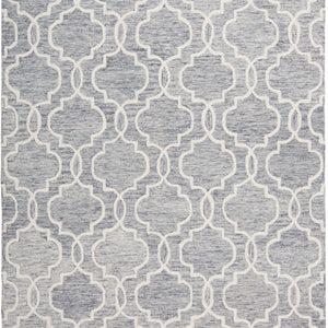 5' X 8' Blue Gray And Ivory Wool Geometric Tufted Handmade Stain Resistant Area Rug