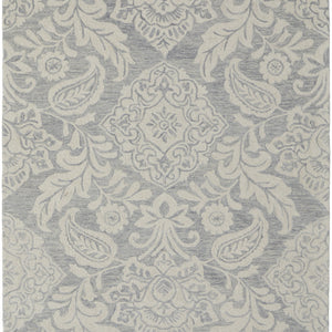 Blue And Ivory Wool Paisley Tufted Handmade Stain Resistant Area Rug - 5' x 8'