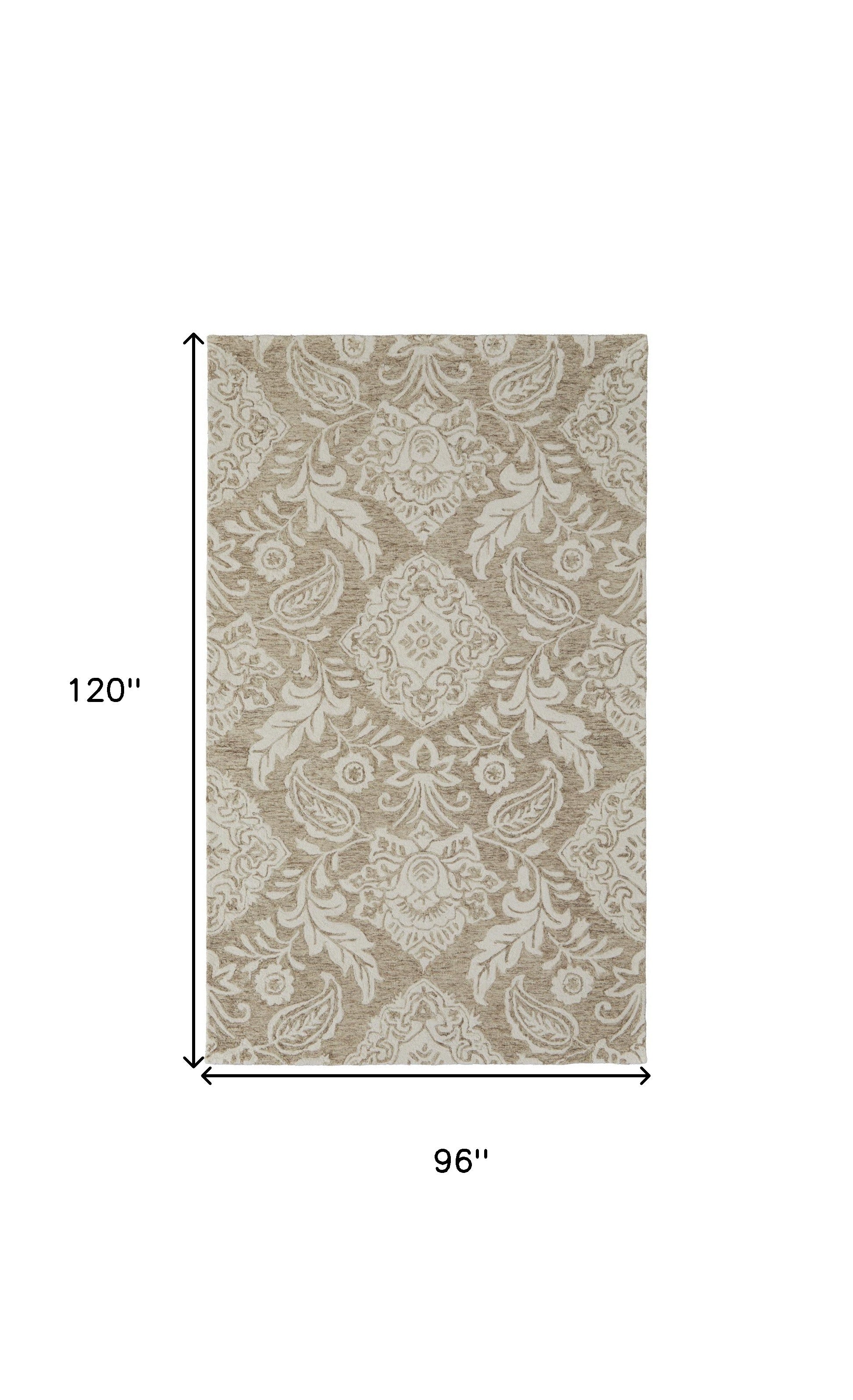 Blue And Ivory Wool Paisley Tufted Handmade Stain Resistant Area Rug - 5' x 8'