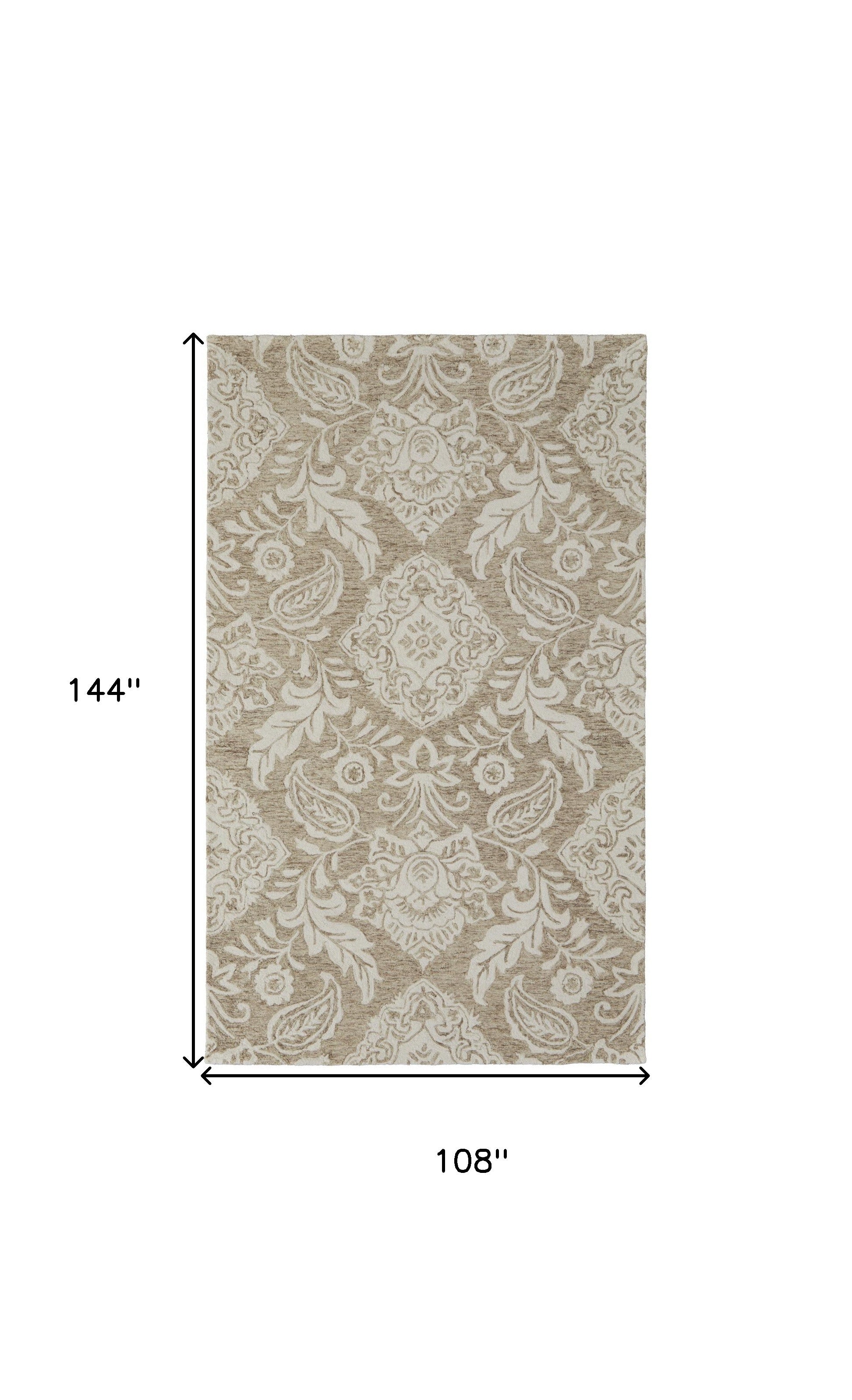Blue And Ivory Wool Paisley Tufted Handmade Stain Resistant Area Rug - 5' x 8'