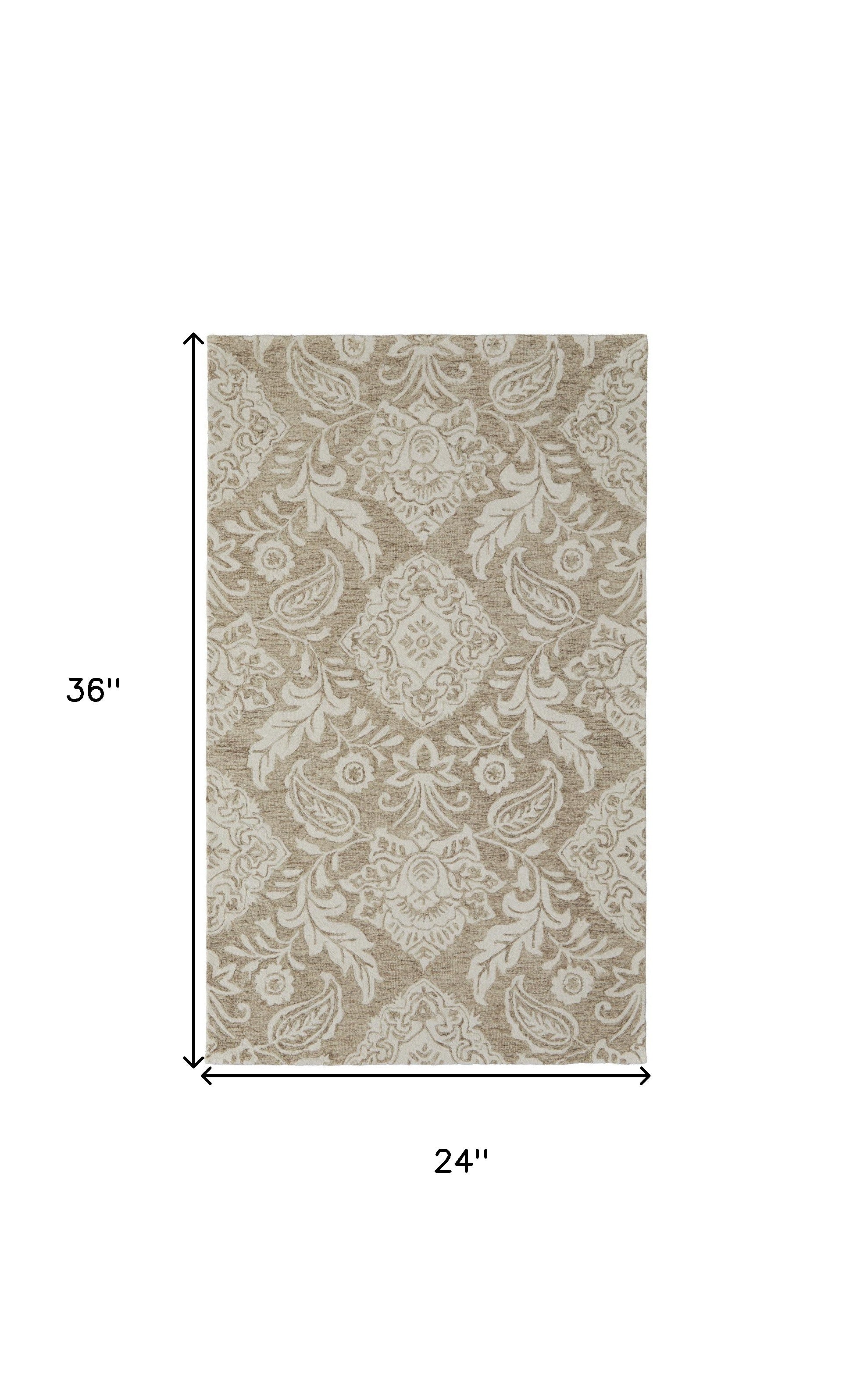 Blue And Ivory Wool Paisley Tufted Handmade Stain Resistant Area Rug - 5' x 8'