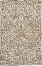 Ivory And Brown Wool Floral Tufted Handmade Stain Resistant Area Rug - 5' x 8'