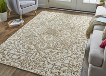 Ivory And Brown Wool Floral Tufted Handmade Stain Resistant Area Rug - 5' x 8'