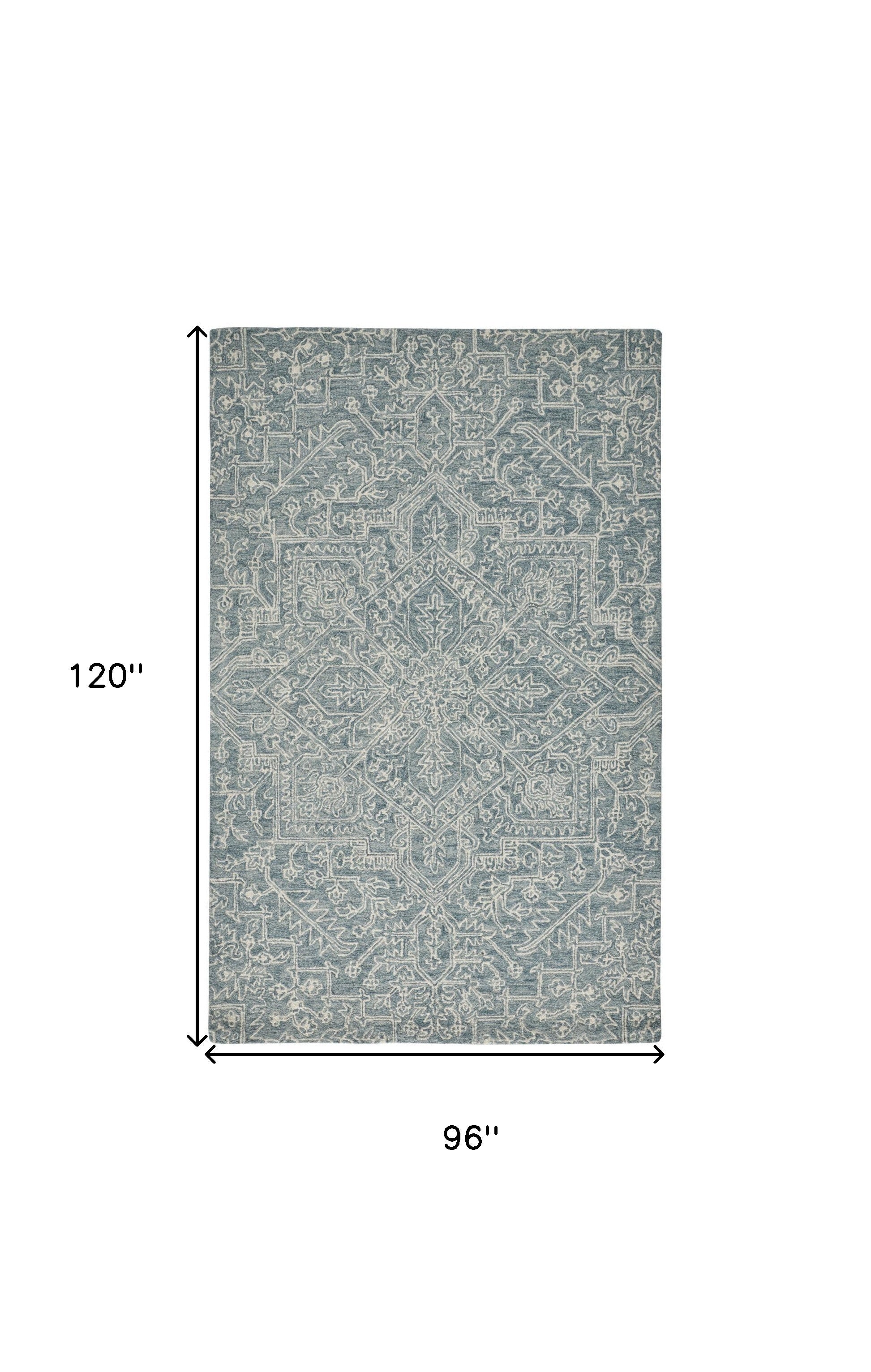 Ivory And Brown Wool Floral Tufted Handmade Stain Resistant Area Rug - 5' x 8'