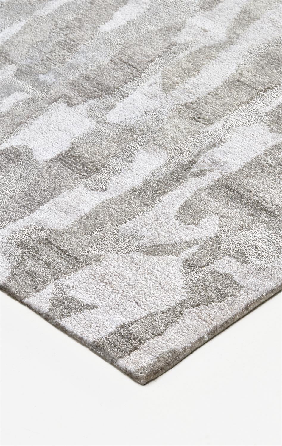 4' X 6' Gray Taupe And Silver Abstract Tufted Handmade Area Rug