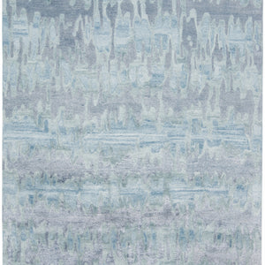 Blue Green And Gray Abstract Tufted Handmade Area Rug - 4' X 6'