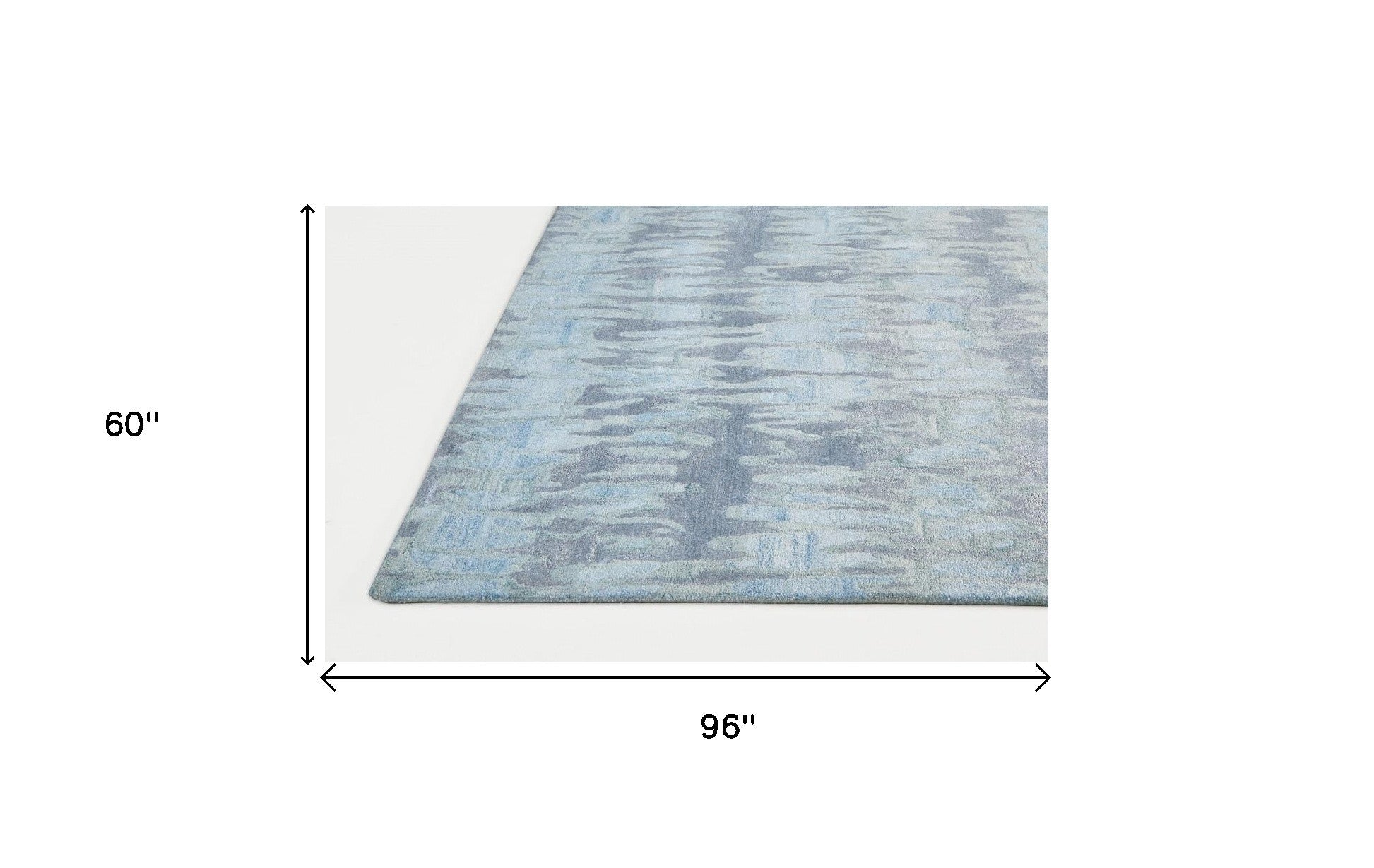 Blue Green And Gray Abstract Tufted Handmade Area Rug - 4' X 6'