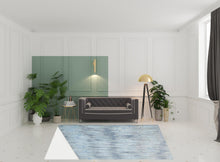 Blue Green And Gray Abstract Tufted Handmade Area Rug - 4' X 6'