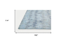 Blue Green And Gray Abstract Tufted Handmade Area Rug - 4' X 6'