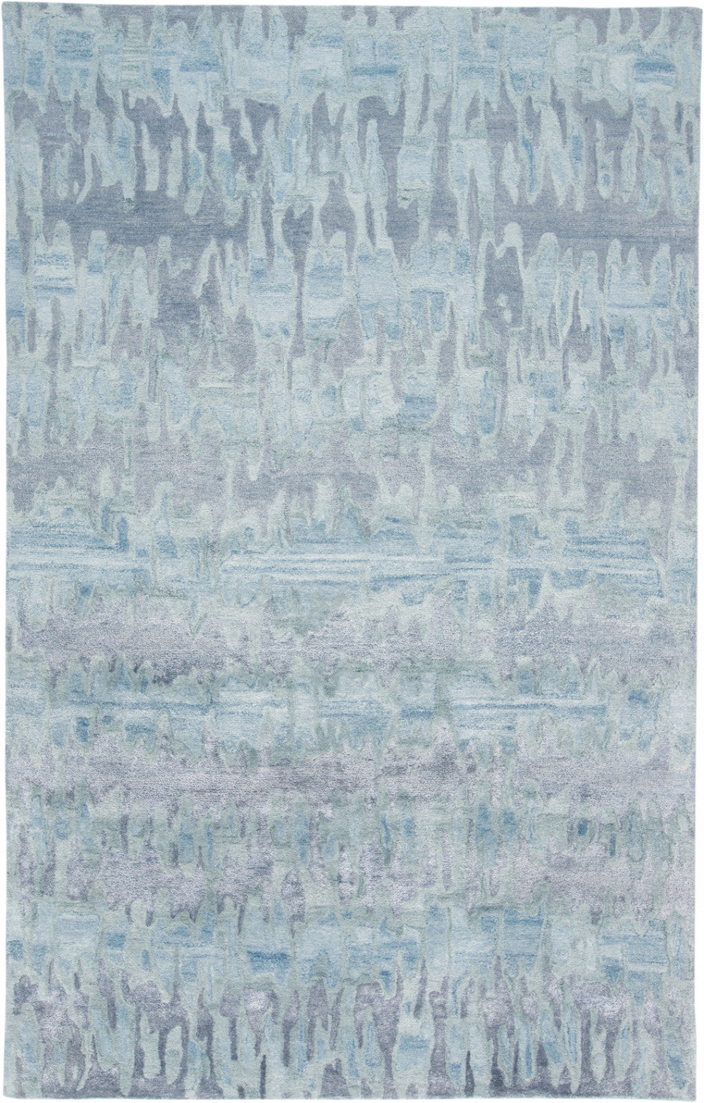 Blue Green And Gray Abstract Tufted Handmade Area Rug - 4' X 6'