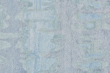 Blue Green And Gray Abstract Tufted Handmade Area Rug - 4' X 6'