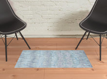 Blue Green And Gray Abstract Tufted Handmade Area Rug - 4' X 6'