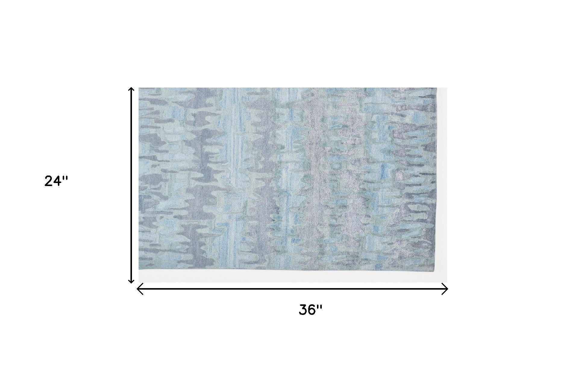 Blue Green And Gray Abstract Tufted Handmade Area Rug - 4' X 6'