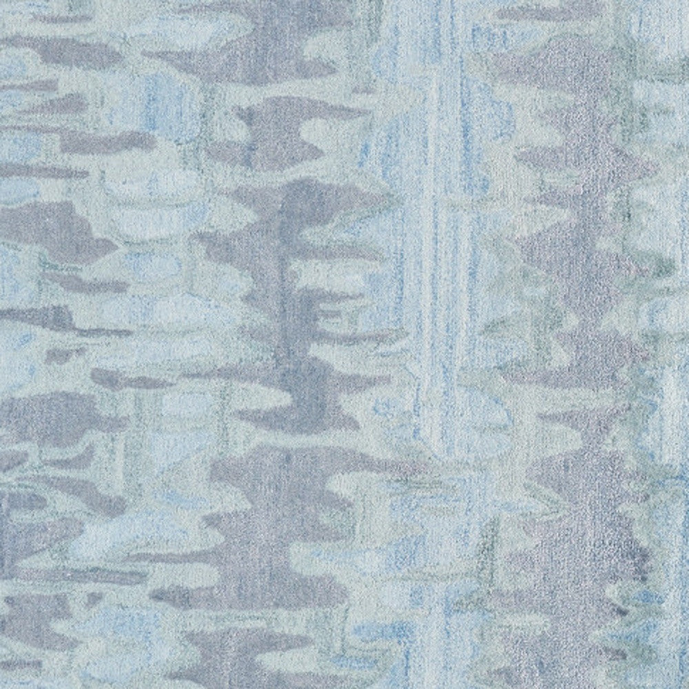 Blue Green And Gray Abstract Tufted Handmade Area Rug - 4' X 6'