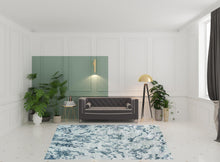 4' X 6' Blue Green And Silver Abstract Tufted Handmade Area Rug