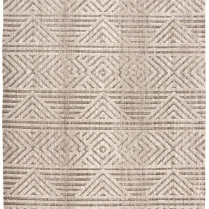 4' X 6' Tan Ivory And Brown Geometric Stain Resistant Area Rug