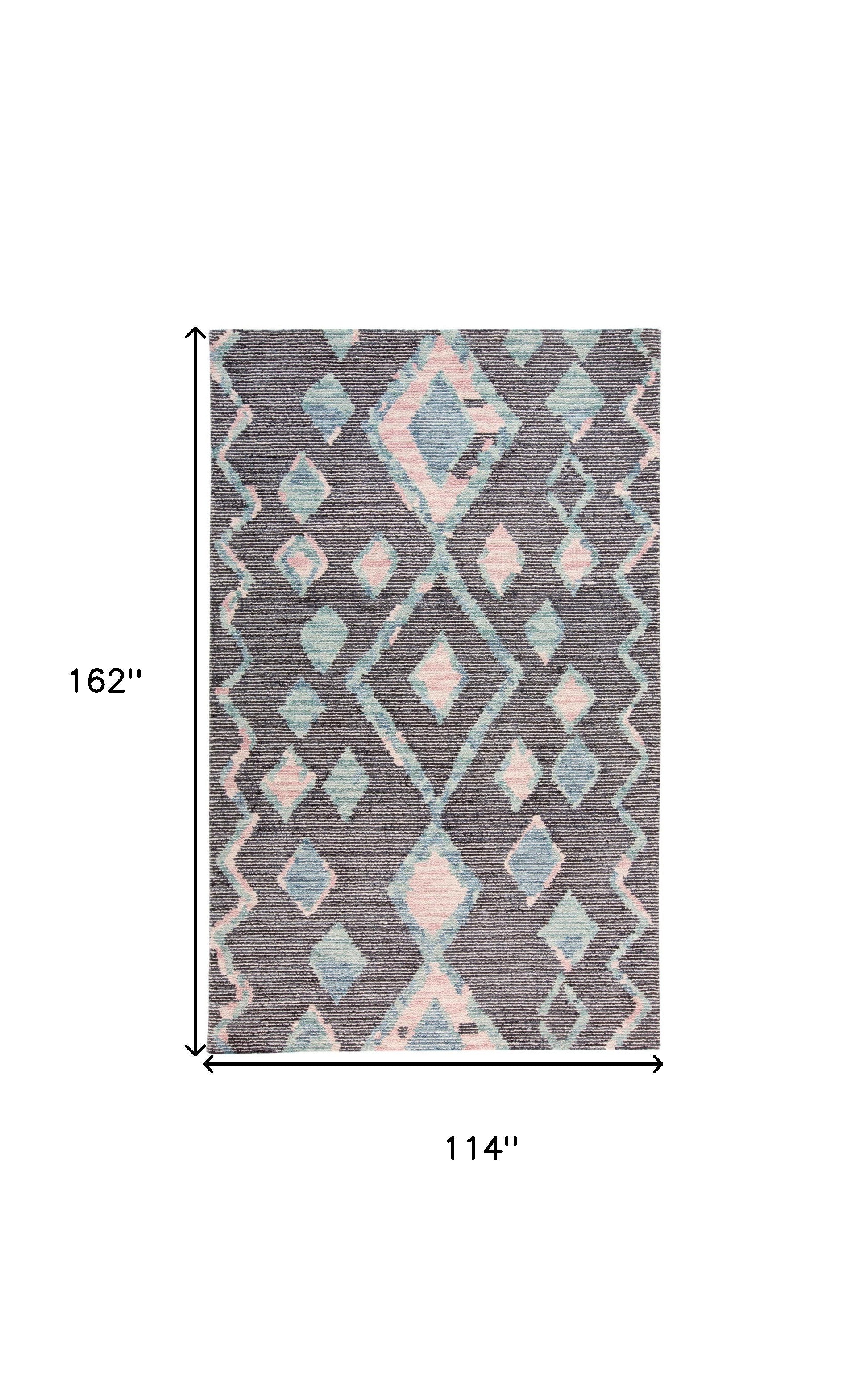 4' X 6' Blue Pink And Green Wool Geometric Tufted Handmade Area Rug