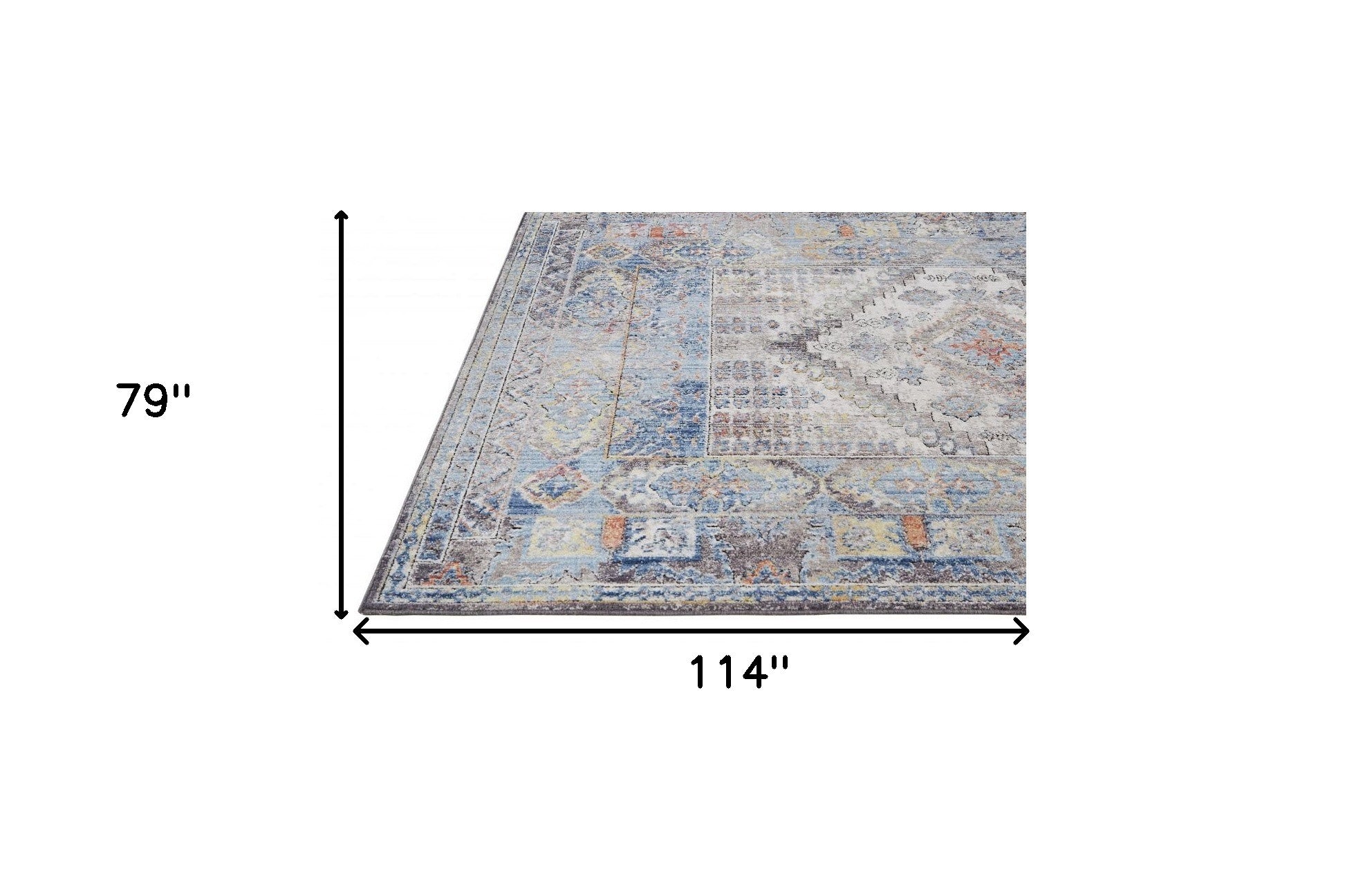 4' X 6' Blue Gray And Ivory Floral Stain Resistant Area Rug