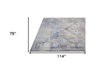 4' X 6' Blue Gray And Ivory Floral Stain Resistant Area Rug