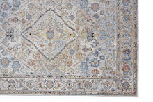 4' X 6' Taupe Blue And Gray Floral Stain Resistant Area Rug