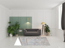 4' X 6' Taupe Blue And Gray Floral Stain Resistant Area Rug