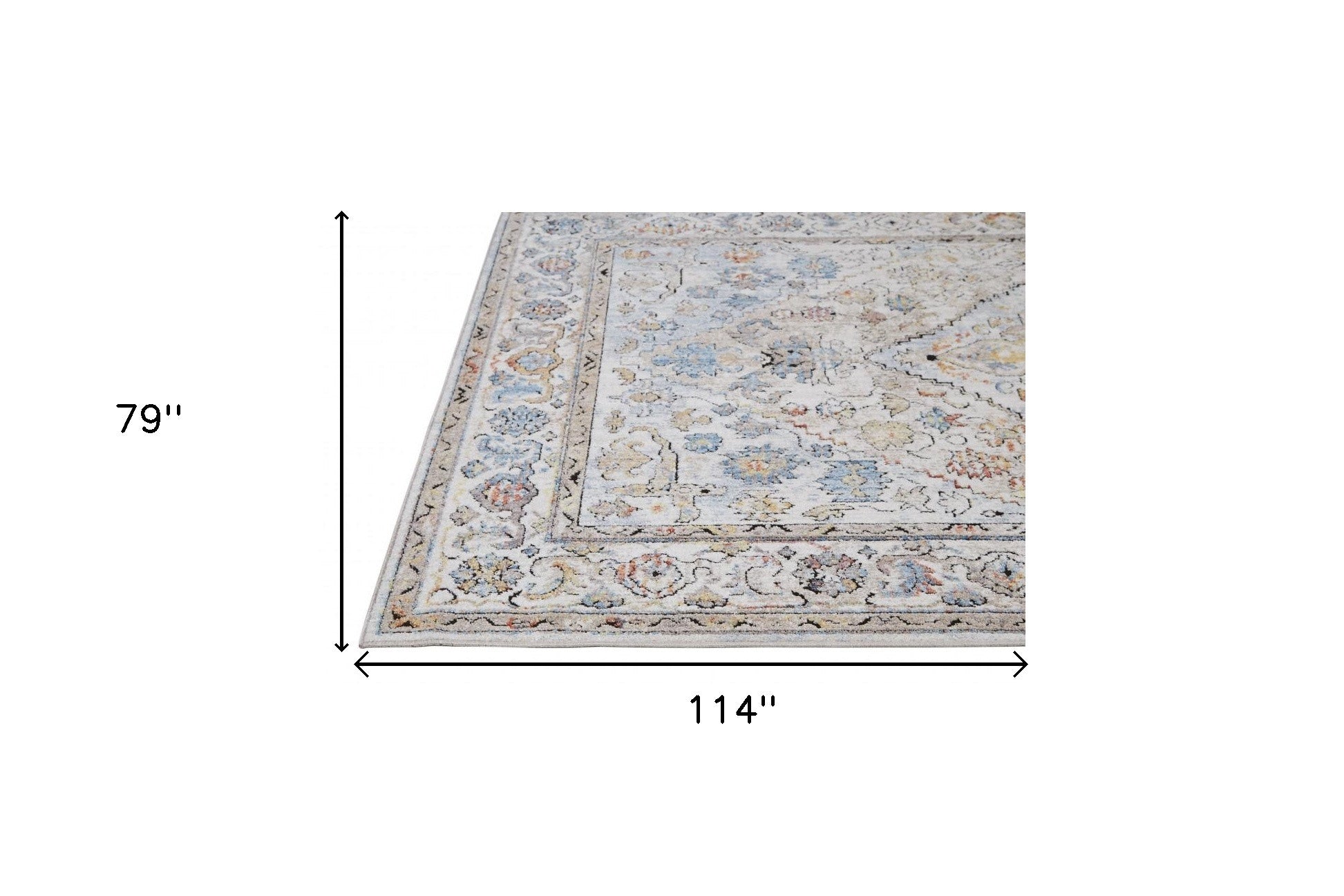 4' X 6' Taupe Blue And Gray Floral Stain Resistant Area Rug