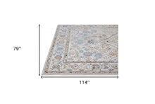 4' X 6' Taupe Blue And Gray Floral Stain Resistant Area Rug