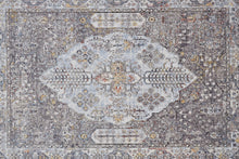 4' X 6' Gray Blue And Gold Floral Stain Resistant Area Rug