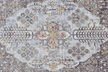 4' X 6' Gray Blue And Gold Floral Stain Resistant Area Rug