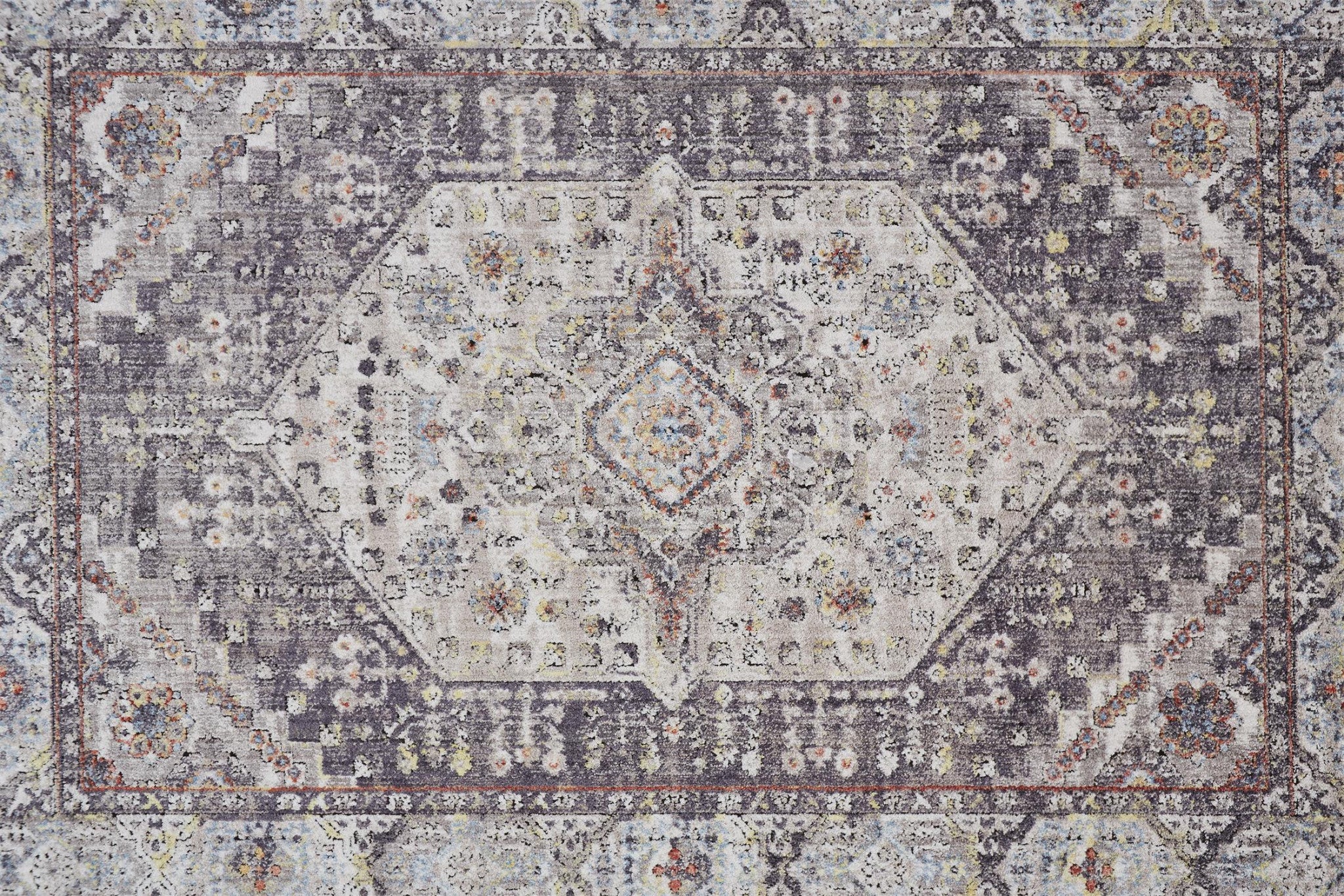 4' X 6' Purple Gray And Ivory Abstract Stain Resistant Area Rug