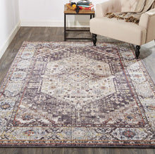 4' X 6' Purple Gray And Ivory Abstract Stain Resistant Area Rug