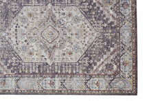 4' X 6' Purple Gray And Ivory Abstract Stain Resistant Area Rug