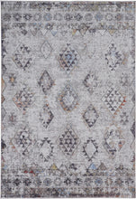 4' X 6' Gray Taupe And Blue Geometric Stain Resistant Area Rug