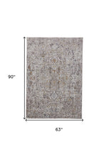 4' X 6' Gray Taupe And Yellow Abstract Stain Resistant Area Rug