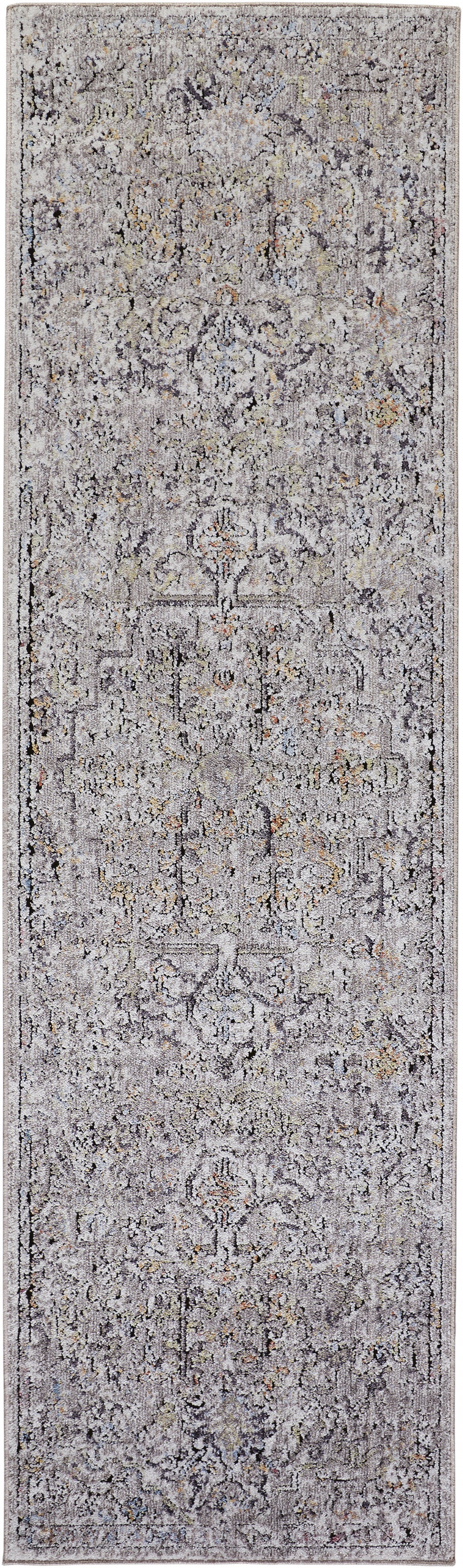 4' X 6' Gray Taupe And Yellow Abstract Stain Resistant Area Rug
