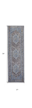 4' X 6' Blue Gray And Gold Floral Stain Resistant Area Rug
