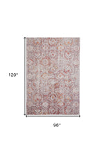 4' X 6' Pink Ivory And Gray Abstract Stain Resistant Area Rug