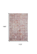 4' X 6' Pink Ivory And Gray Abstract Stain Resistant Area Rug