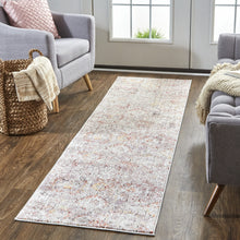 4' X 6' Pink Ivory And Gray Abstract Stain Resistant Area Rug