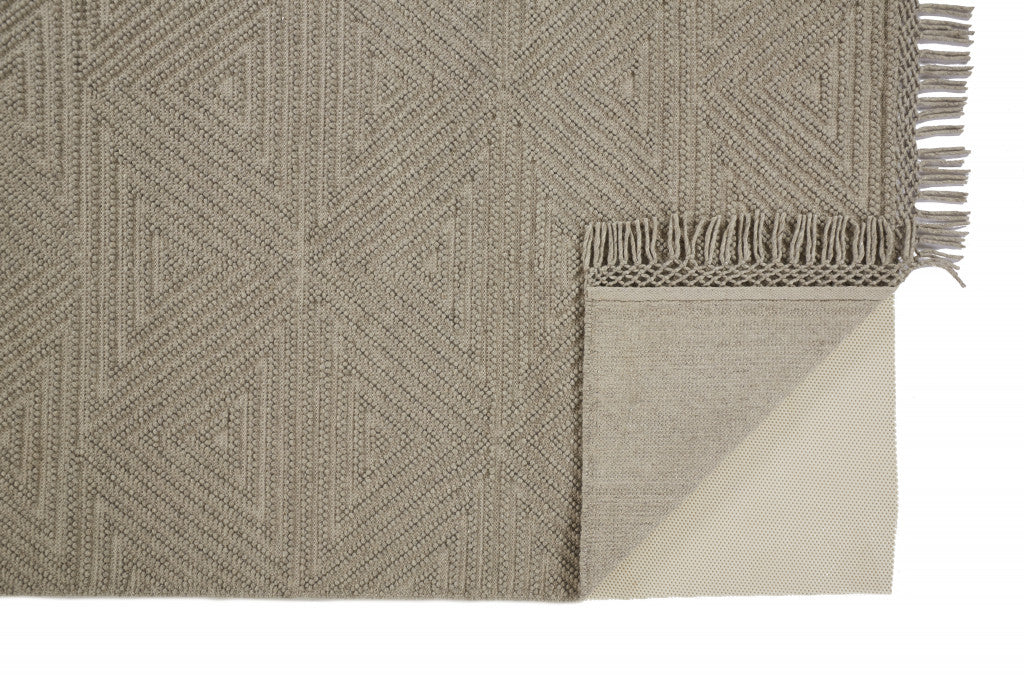4' X 6' Gray Wool Geometric Hand Woven Area Rug With Fringe