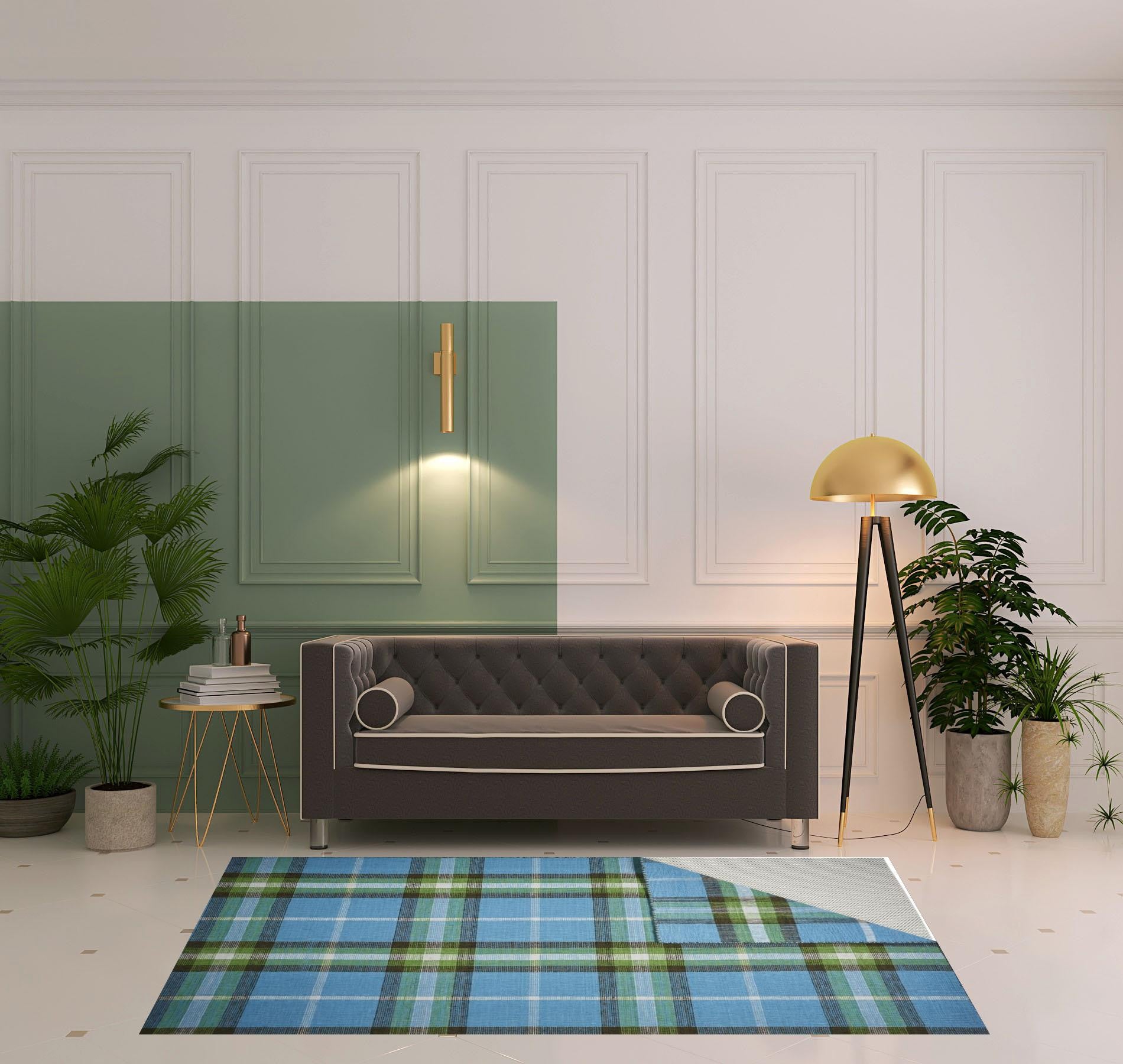 Blue Green And Black Abstract Hand Woven Stain Resistant Area Rug - 4' x 6'